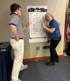 Teachers working on the Vertical Wall assignment