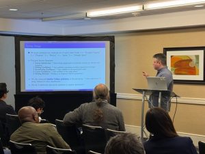 Matthew Brown PhD candidate in Economics presenting his work at the 2026 Allied Social Science Associations Annual Meeting