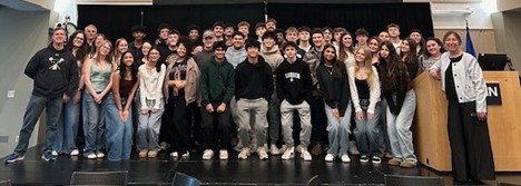 Trumbull High School students and their ECE Economics teachers at Stamford, March 26, 2026